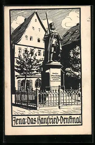 Künstler-AK Jena, Das Hanfried-Denkmal