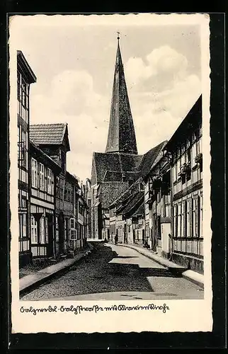 AK Salzwedel, Salzstrasse mit Marienkirche