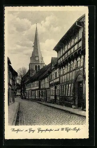AK Northeim am Harz, Hagenstrasse mit St. Sixti-Kirche