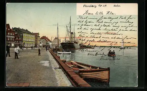 AK Flensburg, Blick zum Hafen