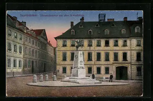 AK Saarbrücken, Ulanendenkmal auf dem Schlossplatz