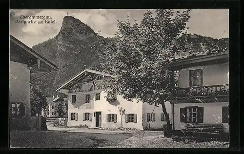 AK Oberammergau, Dorfpartie mit Kofel