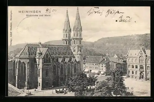 AK Meiningen, Stadtkirche und Markt