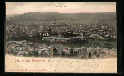 AK Stuttgart, Totalansicht aus der Vogelschau