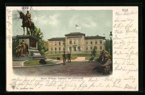 AK Kiel, Kaiser Wilhelm-Denkmal und Universität