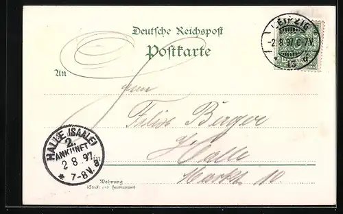 Lithographie Leipzig, Sächs.-Thürig. Industrie & Gewerbe Ausstellung 1897, Licht-Fontaine