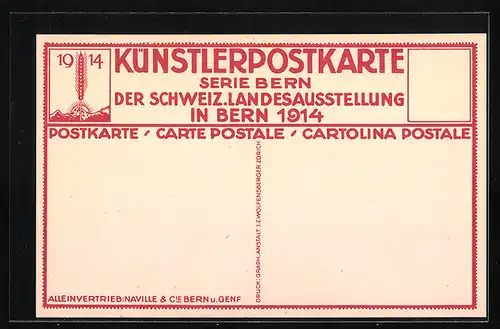 Künstler-AK Bern, Schweizer-Landesausttelung 1914, Panorama