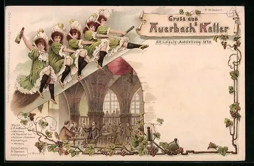 Lithographie Leipzig, Austellung 1897, Gasthaus Auerbacher Keller