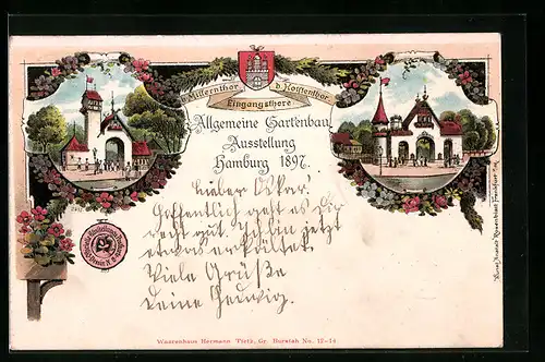 Lithographie Hamburg, Allgemeine Gartenbau-Ausstellung 1897