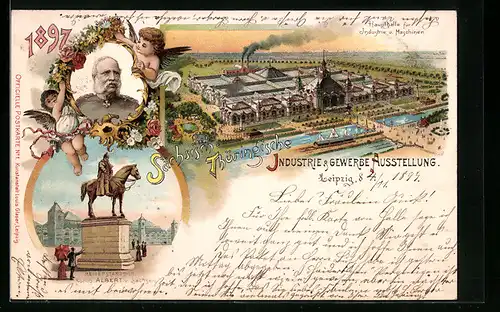 Lithographie Leipzig, Sächsisch-Thüringische Industrie & Gewerbe Ausstellung, Haupthalle für Industrie u. Maschinen