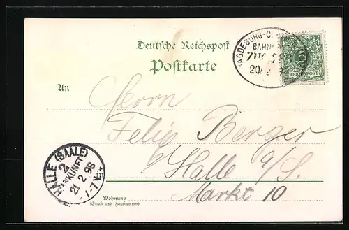 Lithographie Leipzig, Sächsisch-Thüringische Industrie- u. Gewerbe-Ausstellung 1897, Schmiede und Gutshof
