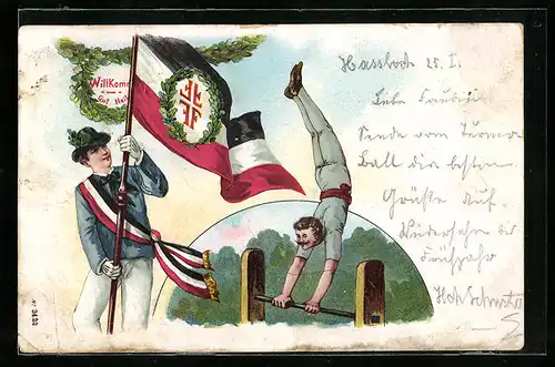 Lithographie Turner und Reichsflagge