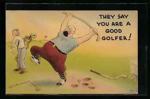 Künstler-AK They say you are a good golfer!