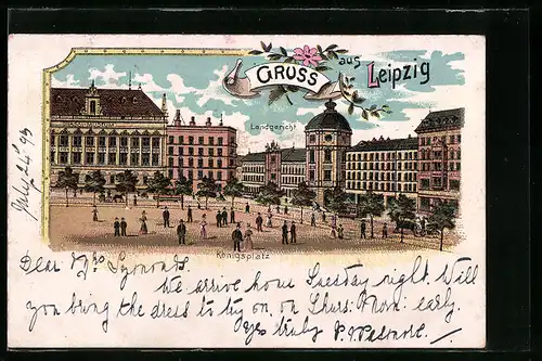 Lithographie Leipzig, Königsplatz