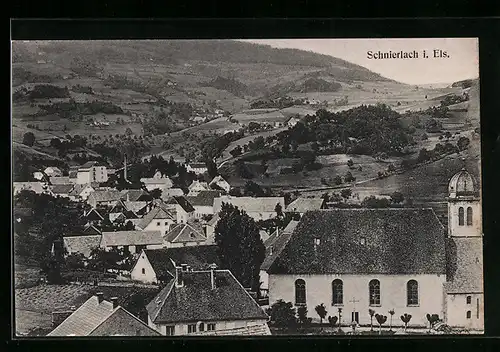 AK Schnierlach i. Els., Ortsansicht aus der Vogelschau