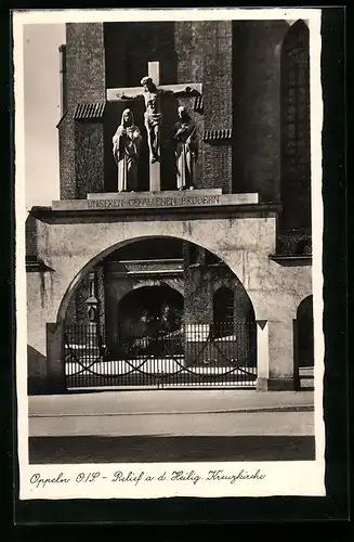 AK Oppeln, Relief an der Heilig-Kreuzkirche