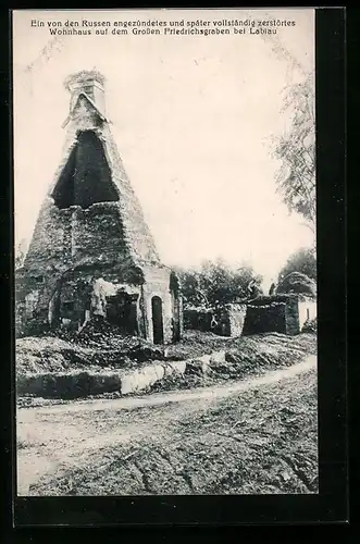 AK Labiau, Auf dem Grossen Friedrichsgraben zerstörte Gebäude