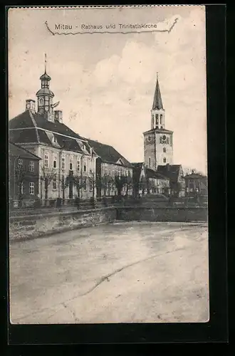 AK Mitau, Rathaus und Trinitatiskirche