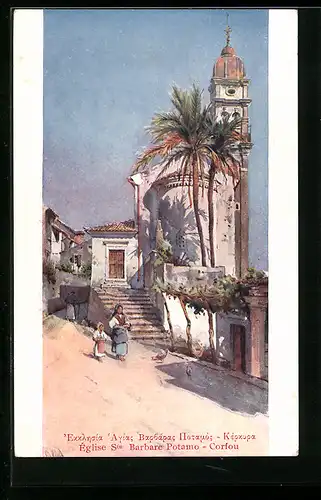 AK Corfou, Eglise Sainte Barbare Potamo