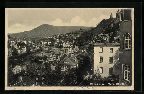 AK Altena i. W., Ortsansicht aus der Vogelschau