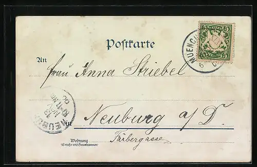 Mondschein-AK München, Karolinenplatz