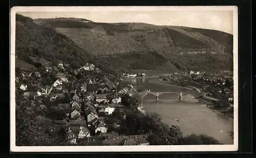 AK Ziegelhausen / Neckar, Ortsansicht und Flusspartie aus der Vogelschau