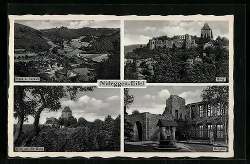 AK Nideggen / Eifel, Blick zur Burg, Burg und Burghof, Blick von Cerkall