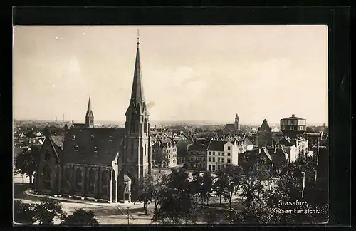 AK Stassfurt, Ortspartie mit Kirche