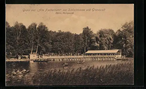 AK Berlin-Wannsee, Gasthaus Alte Fischerhütte am Schlachtensee