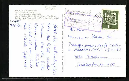AK Dedenborn / Eifel, Hotel Aachener Hof, Ortsansicht aus der Vogelschau