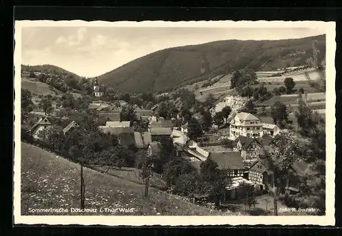 AK Döschnitz / Thür. Wald, Ortsansicht aus der Vogelschau