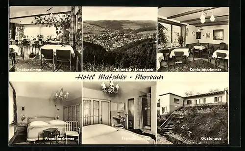 AK Morsbach, Hotel Matschke, Ortsansicht aus der Vogelschau