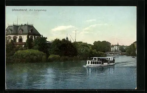 AK Hamburg-Uhlenhorst, Alsterpartie am Langenzug mit Alsterdampfer