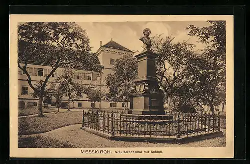 AK Messkirch, Kreutzerdenkmal mit Schloss
