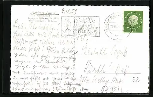 AK Lindau / Bodensee, Gasthaus-Pension Goldenes Lamm