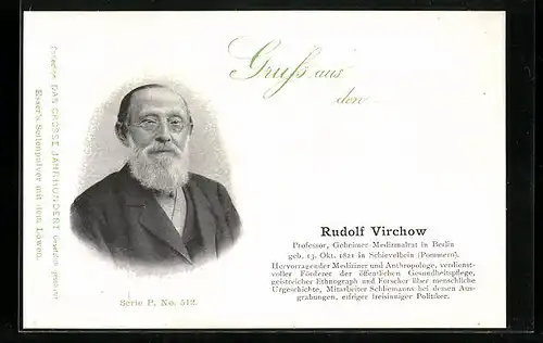 AK Mediziner Rudolf Virchow im Porträt