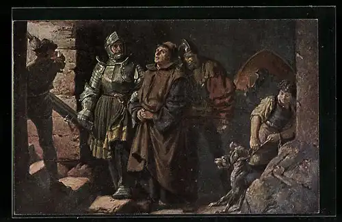 AK Eisenach, Wartburg, Reformationszimmer, Martin Luthers Ankunft auf der Wartburg