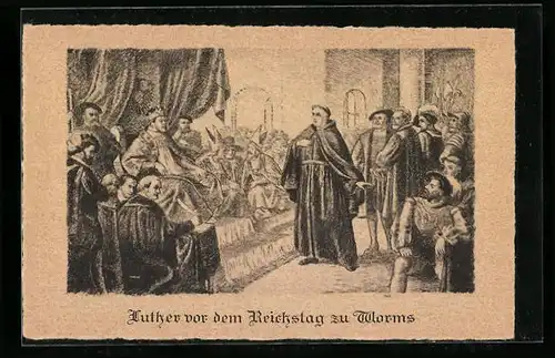 AK Worms, Martin Luther vor dem Reichstag zu Worms