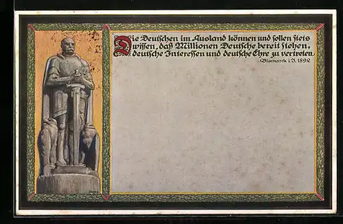 AK Bismarck-Statue mit Adler und Schwert