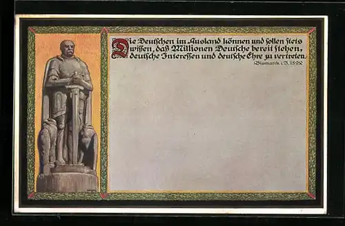 AK Bismarck-Statue mit Adler und Schwert