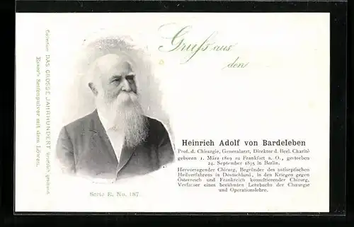 AK Generalarzt und Chirurg Heinrich Adolf von Bardeleben im Porträt