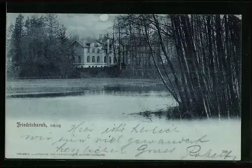 Mondschein-AK Friedrichsruh, Blick zum Schloss