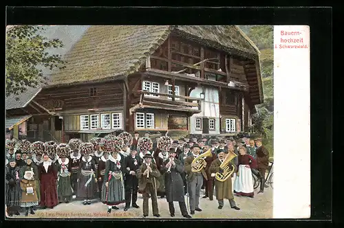AK Peterzell, Bauernhochzeit in Trachten im Schwarzwald