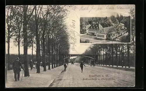 AK Frankfurt a. M.-Niederrad, Forsthausstrasse und Oberforsthaus