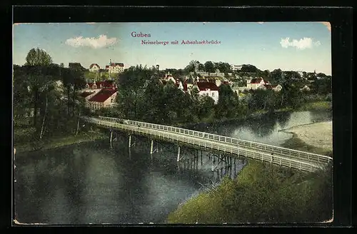 AK Guben, Neisseberg mit Achenbachbrücke