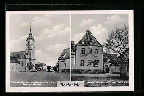 AK Heidenfeld, Grabeskirche, Geburtshaus des Kardinals Faulhaber
