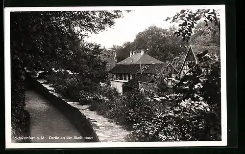 AK Schweinfurt a. M., Partie an der Stadtmauer