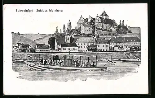 AK Schweinfurt a. M., Blick vom Main auf das Schloss