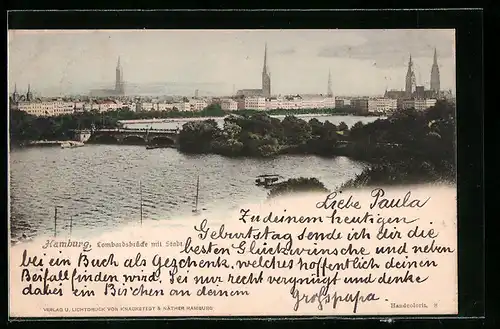 AK Hamburg-Neustadt, Lombardsbrücke mit Stadt