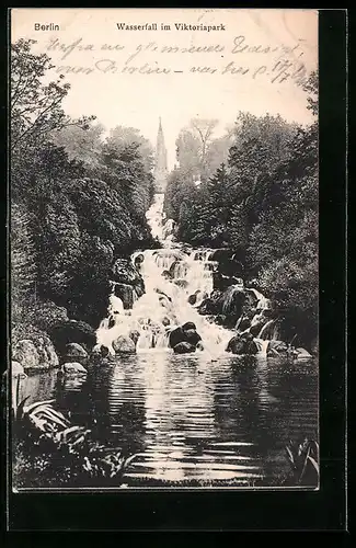 AK Berlin-Kreuzberg, Wasserfall im Viktoriapark